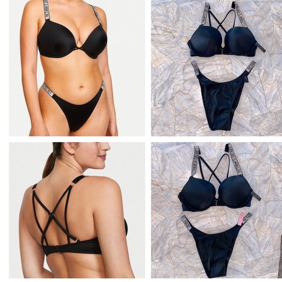 NWT VICTORIA'S SECRET SWIM Set Shine Strap Bombshell Add-2-Cups Push-Up Bikini - Picture 5 of 11